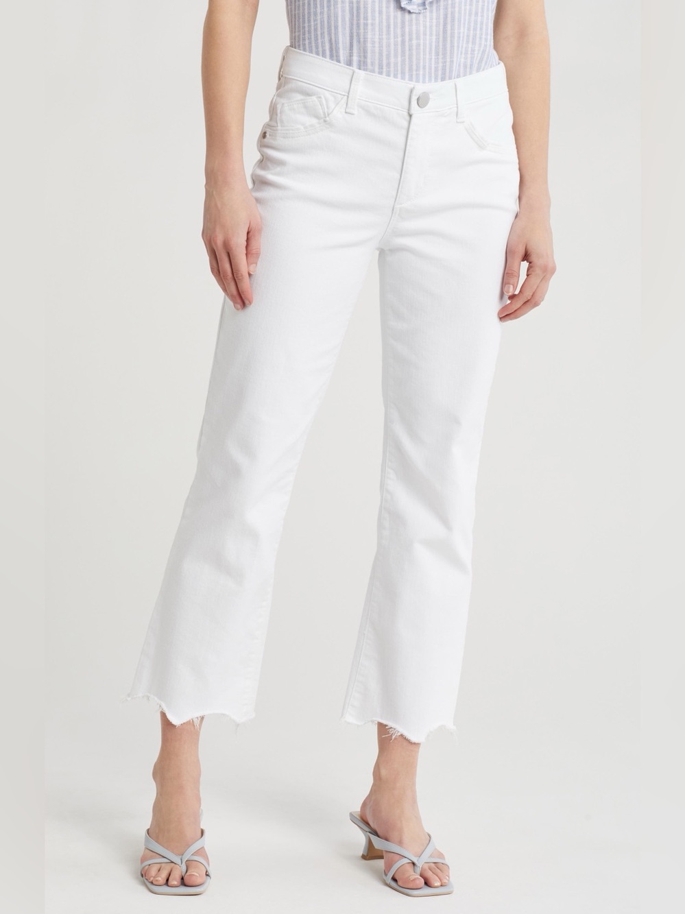 Democracy Scallop Hem Barely Boot White Jeans Stretch Size‎ 16